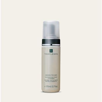 GOOD TO GO Refreshing Foam Cleanser from TEMPLESPA on a light sandstone background.  