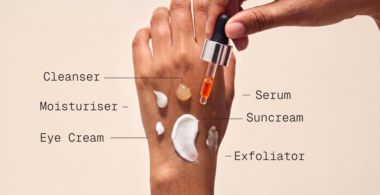 How much product to apply displayed on a hand.