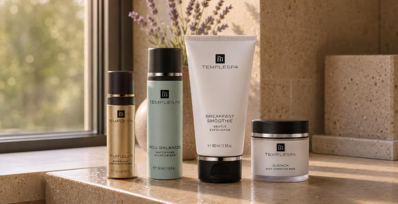 A skincare routine from TEMPLESPA. 