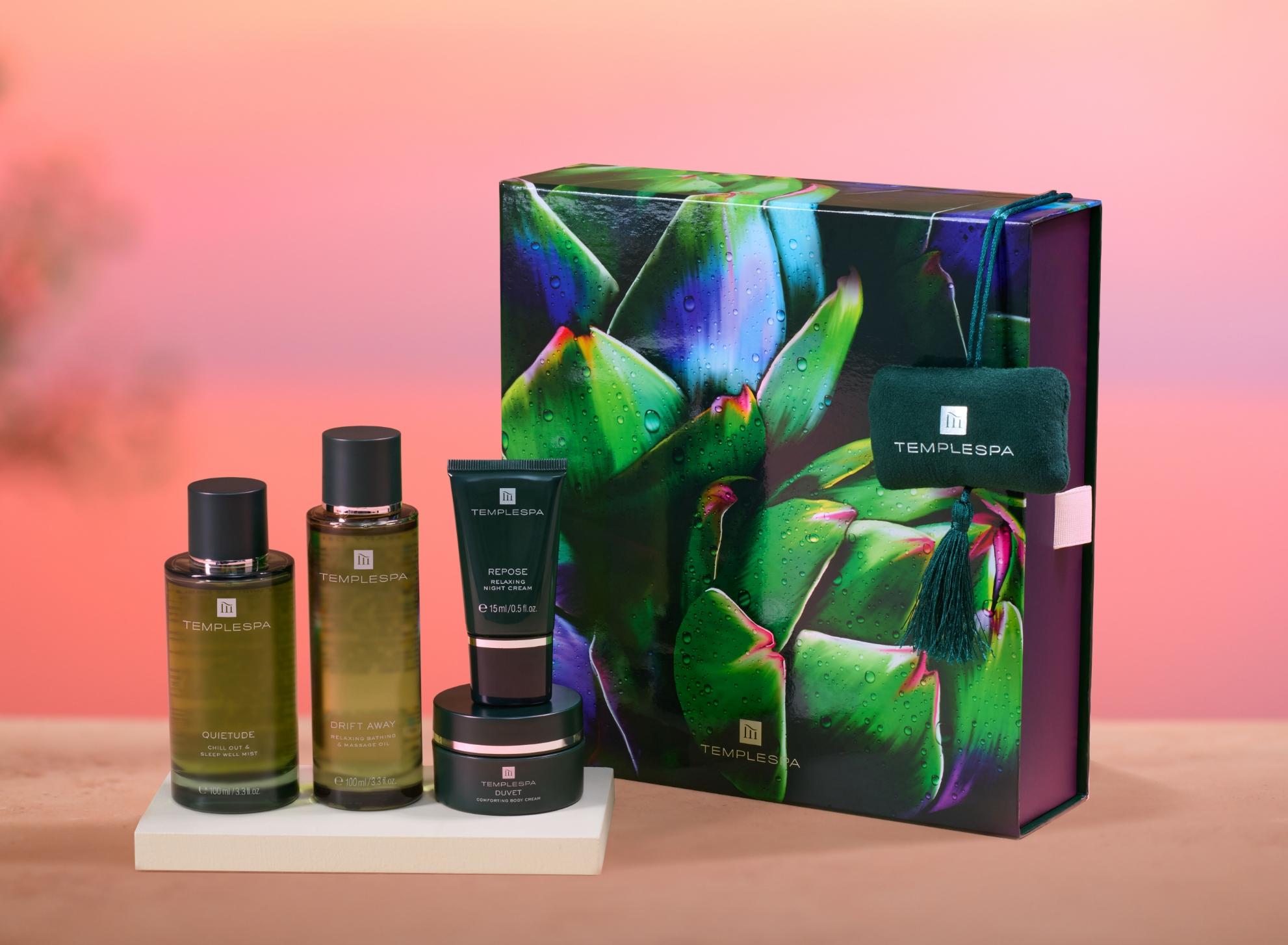 silent night gift set on pink sunset background