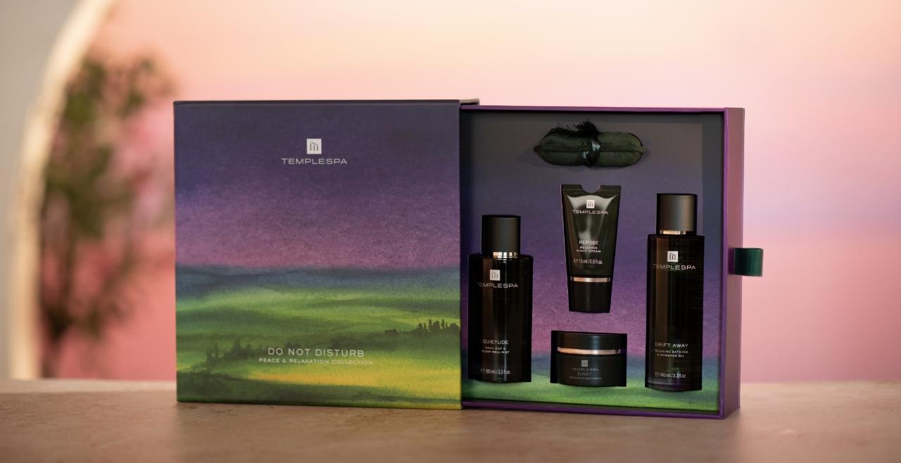 do not disturb gift set on pink sunset background