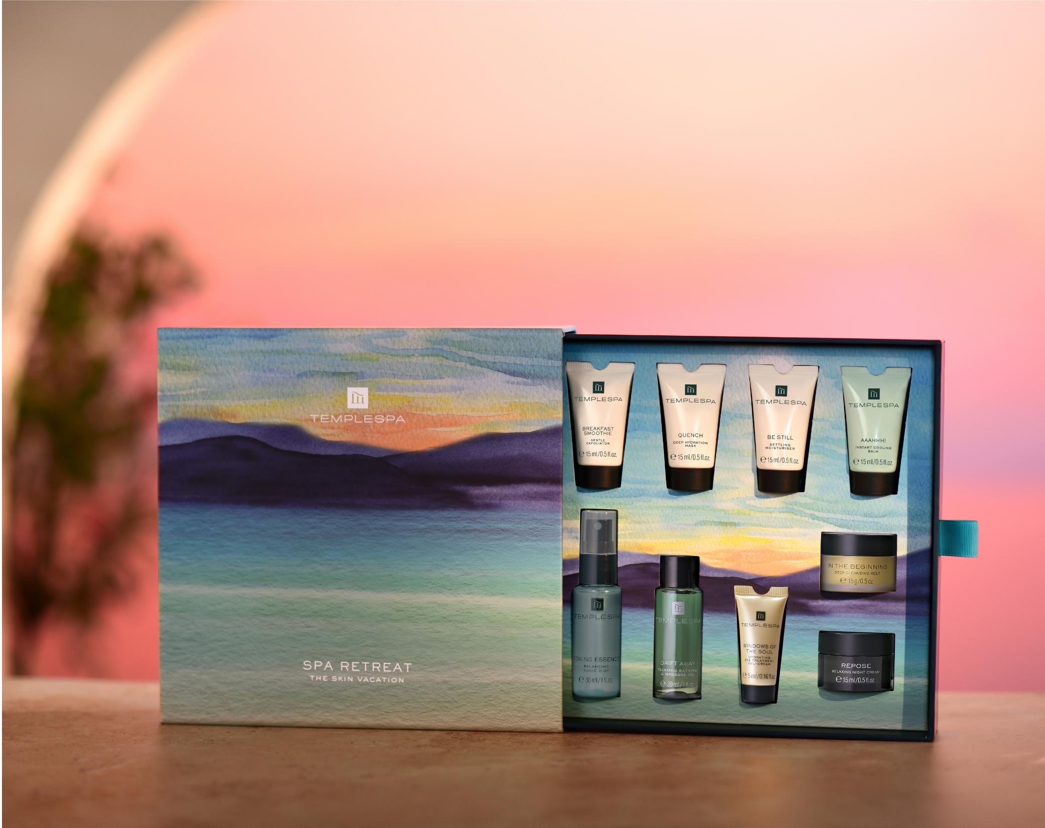 spa retreat gift set with pink background