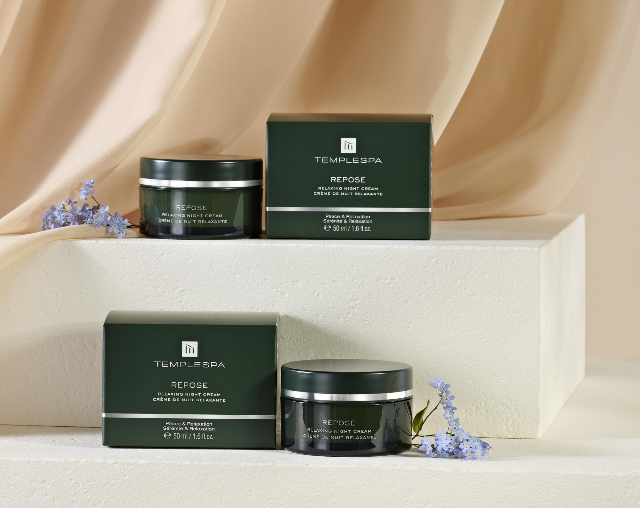 Two jars of REPOSE Relaxing Night Cream from TEMPLESPA