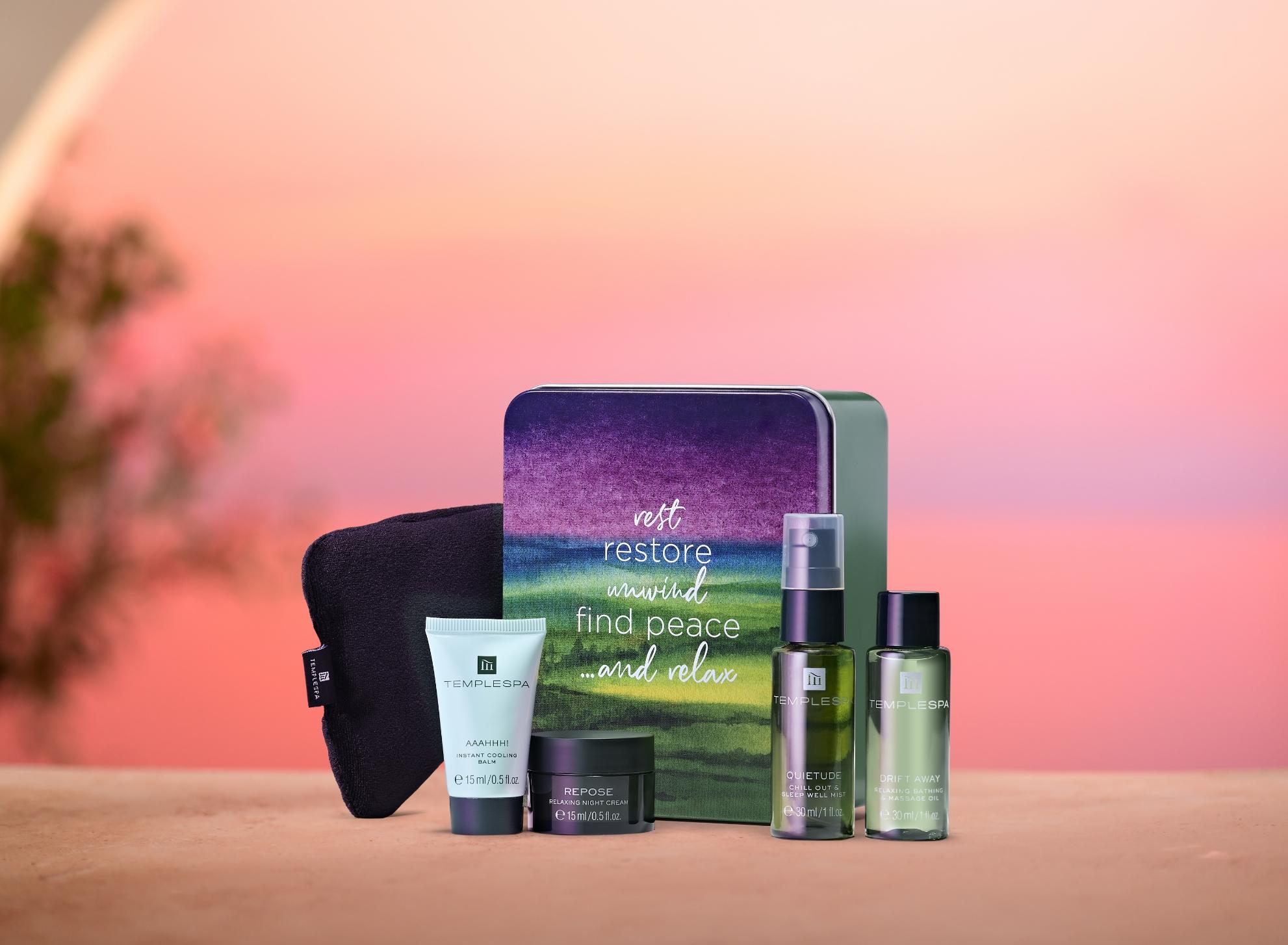 silent night gift set on pink sunset background