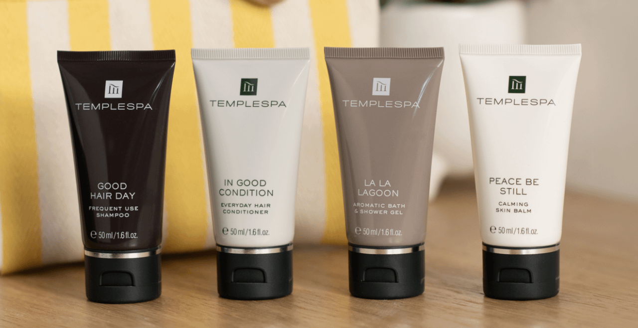 TRAVEL THERAPIES a selection of travel sized luxury toiletries by TEMPLESPA
